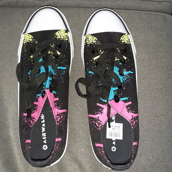 Vintage NWT Airwalk Legacee sneakers women's size 10 black paint splatter - Picture 1 of 2